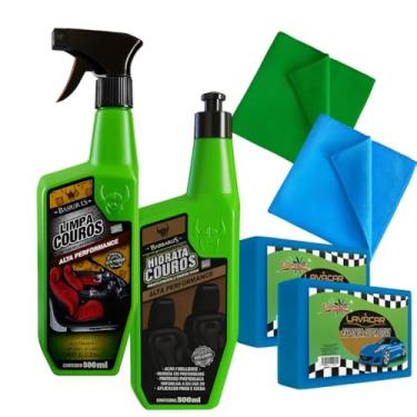 Imagem de Kit Limpa e Hidrata Couro Automotivo 500ml + Acessórios – Limpeza e Renovação Completa