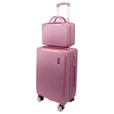 Imagem de Mala de Bordo 10kg com Frasqueira Bagagem de Mão Expansível ANAC Rodas Duplas 360° Cadeado TSA Antifurto Alça Lateral Design Leve Resistente Ideal para Viagens Avião (Rosa)