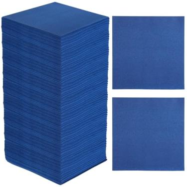 Imagem de 150 guardanapos de jantar descartáveis, guardanapos de papel com toque de linho de 39,9 x 39,9 cm, toalhas de mão de polpa de madeira virgem azul para banheiro, casamento, festa e celebração