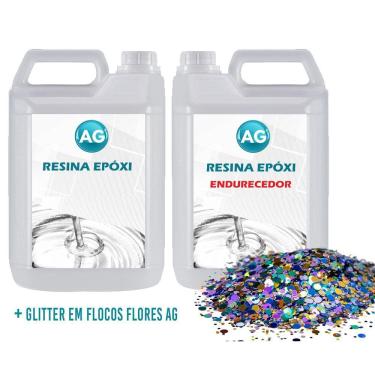 Imagem de Resina Epóxi 1Kg + Glitter Em Flocos Flores Ag Baixa Espessu