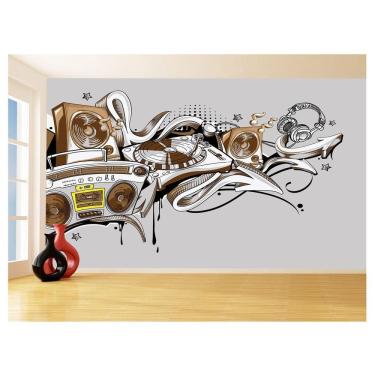 Imagem de Papel De Parede Arte Graffiti Musica Som Retrô 3,5M Tra86
