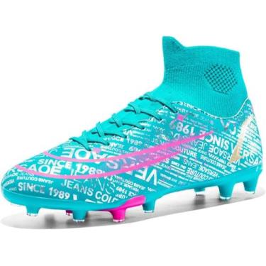 Imagem de Tênis de futebol masculinos de futebol com pontas longas, couro e borr