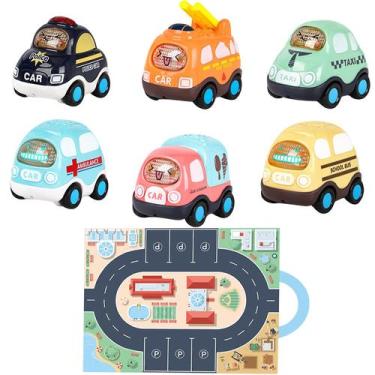 Imagem de Conjunto de carrinho de retorno de carro de brinquedo 6 carros com sac
