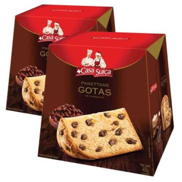 Imagem de 2 Panetones Casa Suíça Chocolate, Chocotone 400g - Casa Suiça