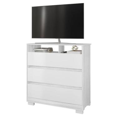 Imagem de Cômoda para Quarto 3 Gavetas 90cm Califórnia Carvalho Branco/Branco - Incorplac
