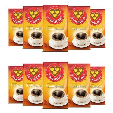 Imagem de Café 3 Corações Tradicional A Vácuo Kit 10 Pacotes De 500G