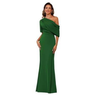 Imagem de Vestido de noite BITALY Satin Emerald Green com mangas 28W