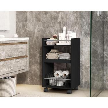Imagem de Carrinho Organziador de Ambientes Alane Com Rodizio cor Preto - JM Cas