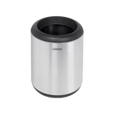 Imagem de Lixeira Inox Tramontina Cápsula com Acabamento Scotch Brite e Aro e Base em Polipropileno 7 L
