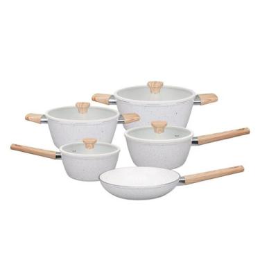 Imagem de Jogo de Panelas 5 Peca- Revestimento Ceramico Creme - BACCANI