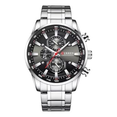 Imagem de Relógio Masculino Curren_8351, Cronógrafo, Em Aço Inoxidável, Movimento de Quartzo com Pulseira em Aço Inoxidável, Estilo Social Casual Luxo e À Prova D’Água