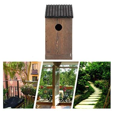 Imagem de Naroote Pendurado Casa de Pássaro de Madeira Caixa de Nidificação Diy Papagaios de Reprodução Com Abrigo Seguro Fácil Entrada Saída para Decoração de Jardim Ao Ar Livre