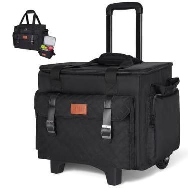 Imagem de INSMEER Bolsa de professor de rodinhas com carrinho removível, compartimento acolchoado para laptop de até 15,6 polegadas, bolsa multifuncional para escritório, faculdade, enfermagem (preto)