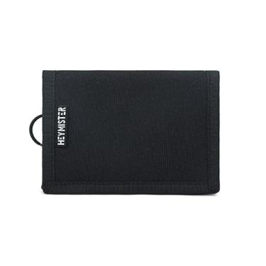 Imagem de Carteira de viagem masculina com três dobras para carteira de identidade e bolso com zíper, Preto, Tendência