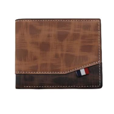 Imagem de Carteira dobrável, porta-cartões de visita retrô para homens, slim PU, com 7 compartimentos para cartões, 1 janela para cartão de identificação, 2 compartimentos para dinheiro e 2 bolsos com zíper