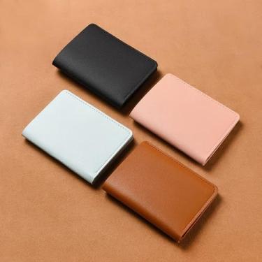 Imagem de Carteira pequena feminina de couro com porta-cartões com bloqueio de RFID, porta-cartões de crédito, bolsa clutch para bolso de moedas, rosa, Tendência