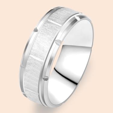 Imagem de Anel masculino de aço inoxidável | 8 mm de largura para marido e pai | Joias clássicas e duráveis para aniversário, Natal Y4035, Aço inoxidável, Sem pedra preciosa