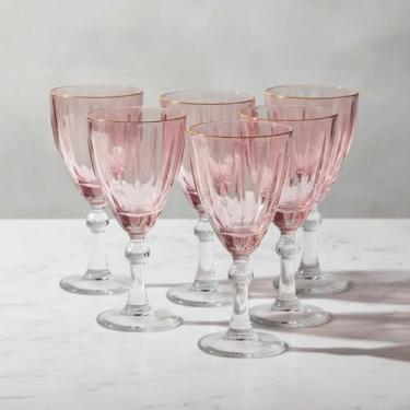 Imagem de Jogo De Taças Dominic Rosa Filete Dourado 275ml - 6 Pçs