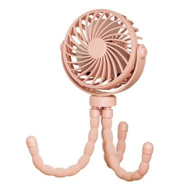 Imagem de Mini Ventilador USB para Carrinho de Bebê – Portátil, Recarregável, Silencioso, com Suporte Flexível (Rosa)