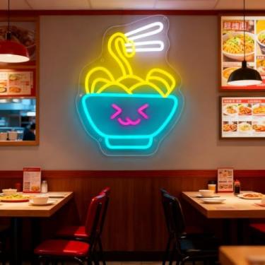Imagem de Neonawall Business Neon Sign Open Light Up Letters Led Sign for Wall Decor Door Signs Led Decorative Night Signs Decorations Supplies for Restaurant Billboard Grand Opening Gift (Noodles)