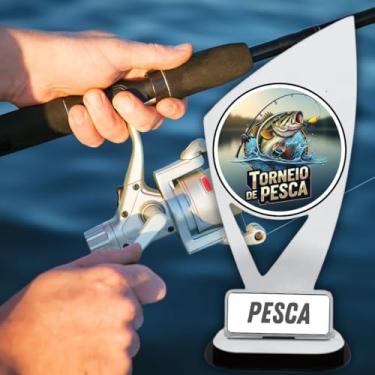 Imagem de Kit 3 Troféu Para Torneio De Pesca Em Acrílico Premiação Campeão