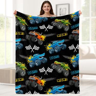 Imagem de Aimego Brinquedos Monster Truck para meninos, trator de tubarão, carro, cobertor para crianças, cobertores de desenho animado para crianças, meninos, meninas, para cama, cadeira, carro, sofá, quarto