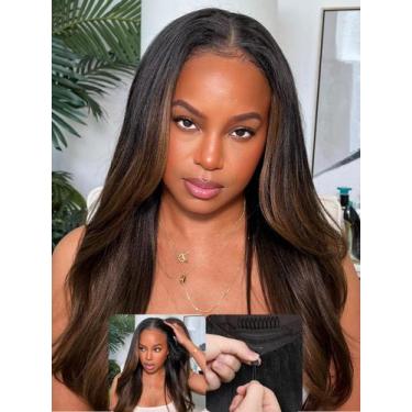 Imagem de Peruca Nadula Ombre Brown Yaki Straight V Part 150% Densidade 40cm