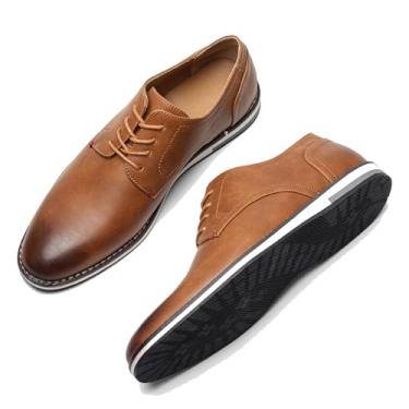 Imagem de Sapato social masculino Oxford – Sapatos de couro casuais formais clássicos com cadarço para negócios, casamento e uso diário, 4173-marrom, 46
