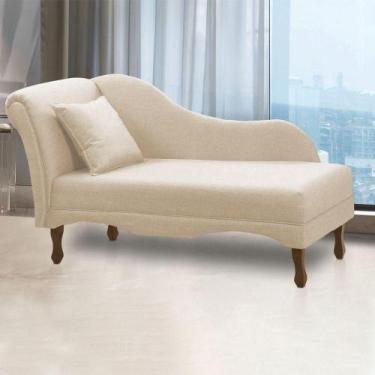 Imagem de Divã Recamier Pés Retrô Medelin 150cm Linho E03 - D'rossi Bege