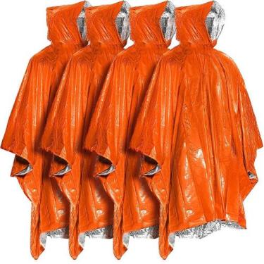 Imagem de Poncho de chuva Survival, pacote com 4 cobertores térmicos EVERLIT Myl