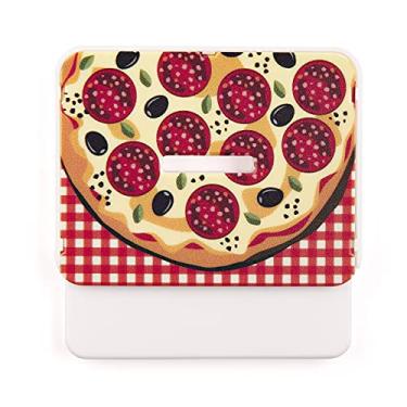 Imagem de Corta Pac Naxos – Abridor de Embalagens Longa Vida, Sachês e Sacos Plásticos com Ímã Decorativo de Geladeira com Porta-Recados – Prático, Seguro e Estampas Sortidas Tema: Pizza.