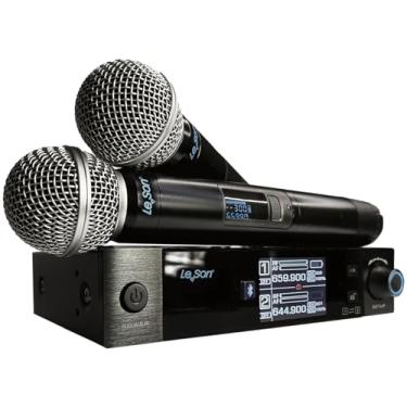 Imagem de MICROFONE SEM FIO LESON LSVKS2 2 CANAIS 600 FREQUENCIAS BLUETOOTH FUNÇÃO ECHO