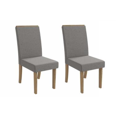 Imagem de Kit 2 Cadeiras De Cozinha 2cad142cn 2 Un Canela Bouclê Cinza