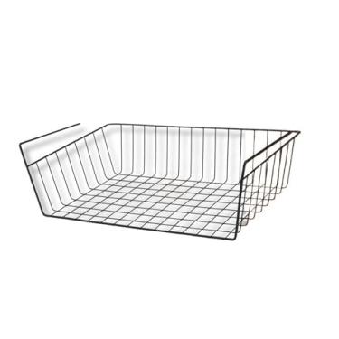 Imagem de Cesto Organizador Aramado 3 em 1 de Inox Suspenso Super Moderno com Ganchos e Porta Rolos(Cesto Básico - Avulso)