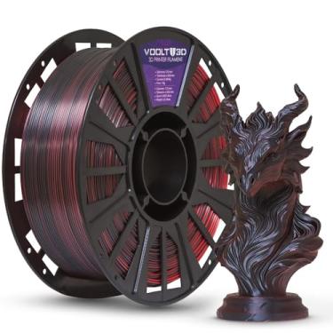 Imagem de Filamento PLA Duo Color Shadow 1kg, 1.75Mm, PLA com Efeito de Sombreamento, Para Impressoras 3D FDM, Nacional Voolt3D (Shadow Vermelho e Preto V-Silk)