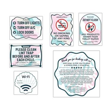 Imagem de L & O Goods 6 placas Essential Air bnb para anfitriões – senha WiFi, não fumar, não descarregar, desligar luzes e ar condicionado, deixe um comentário – Decoração de boas-vindas para hóspedes para
