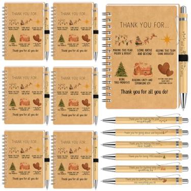 Imagem de Tenceur 12 conjuntos de presentes de agradecimento de funcionários de Natal, cadernos em espiral Kraft com canetas esferográficas de bambu, presente de Natal para funcionários, colegas de trabalho