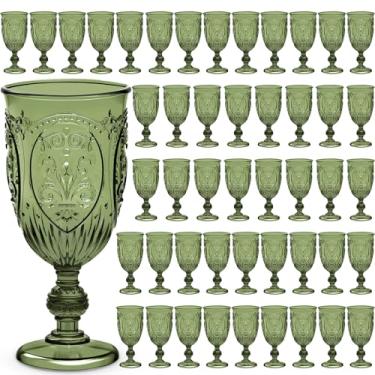 Imagem de Wiwiqing 48 peças de taças de plástico vintage de 212 g Taças de vinho de plástico coloridas retrô em relevo para bar de vinhos, suco, chá de bebê, recepção de casamento, festa de grande evento