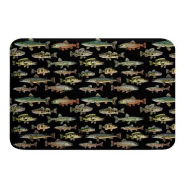 Imagem de Erosebridal Tapete de banheiro Pike Fish 50 x 81 cm, tapete de banho infantil retrô para meninos e meninas, tapete de banho impermeável para pesca e caça, tapete de banheiro antiderrapante para