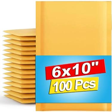 Imagem de Axidou Kraft Bubble Mailers 15 x 25 cm, pacote com 100, envelopes acolchoados resistentes a rasgos, envelopes autovedantes espessos, adequados para pequenas empresas, envio, correspondência,
