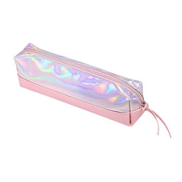 Imagem de Estojo PVC e Tecido Holográfico 1 Zíper Rosa Claro, BRW