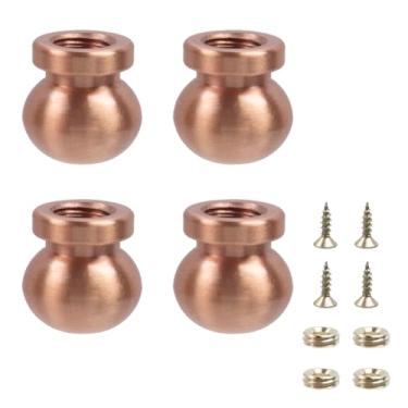 Imagem de Geesatis 4 peças de pés de tábua de corte de cobre, conjunto de pés de tábua de cortar, parafusos de aço inoxidável e parafusos autorroscantes de cobre, adequado para tábuas de corte, armários e