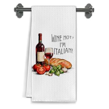 Imagem de Elefeltclave Toalhas de cozinha de vinho italiano engraçadas, presentes para amantes de vinho, bebedores, toalhas de chá, presentes italianos engraçados, toalha de mão decorativa para decoração de