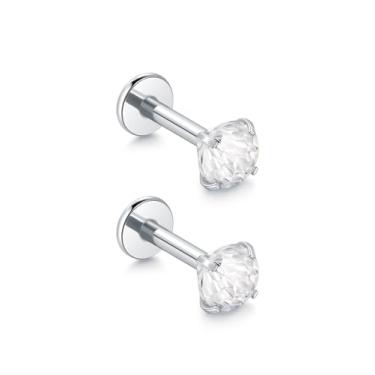 Imagem de Aumeo 16G 18G Rosca Interna de Aço Cirúrgico CZ Piercing Joia para Tragus Helix Conch Cartilage Tragus Brincos para Mulheres e Homens, 18g, 6mm bar, Aço inoxidável, Sem Pedra Preciosa