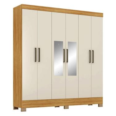 Imagem de Guarda Roupa Casal Prático Cinamon Touch Off White Com Espelho- Demóbile