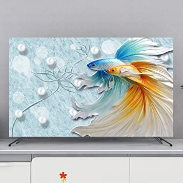 Imagem de Capas de TV Capa protetora contra poeira de TV elegante interior tecido de televisão sala de estar decoração de arte universal pendurado mesa curva capa de proteção - padrão-3||49-52 polegadas (118 x