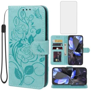 Imagem de Vavies Capa para Pixel 10, capa carteira Pixel10 Pro com protetor de tela de vidro temperado, capa de celular flip de couro floral com suporte para cartão de crédito para Google Pixel10 Pro verde