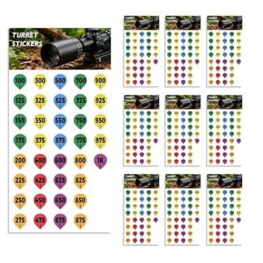 Imagem de Weesdsio 10 peças de folhas de adesivo de torre de mira de rifle, etiquetas de torre de mira para tiro de longo alcance e etiquetas de torre de caça se encaixam na maioria das tampas de mira