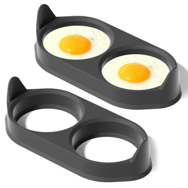 Imagem de Anéis de silicone para cozinhar, 2 pacotes de moldes para ovos com design à prova de vazamento, anéis antiaderentes sem BPA, resistentes ao calor até 260 °C, lavável na lava-louças, cinza