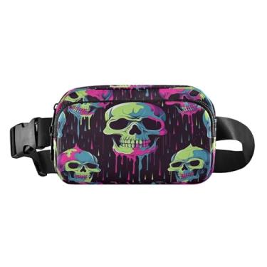 Imagem de CEBUGI Mini pochetes de caminhada para homens e mulheres, caveiras modernas resistentes à água com cinto ajustável para treino, viagem, corrida